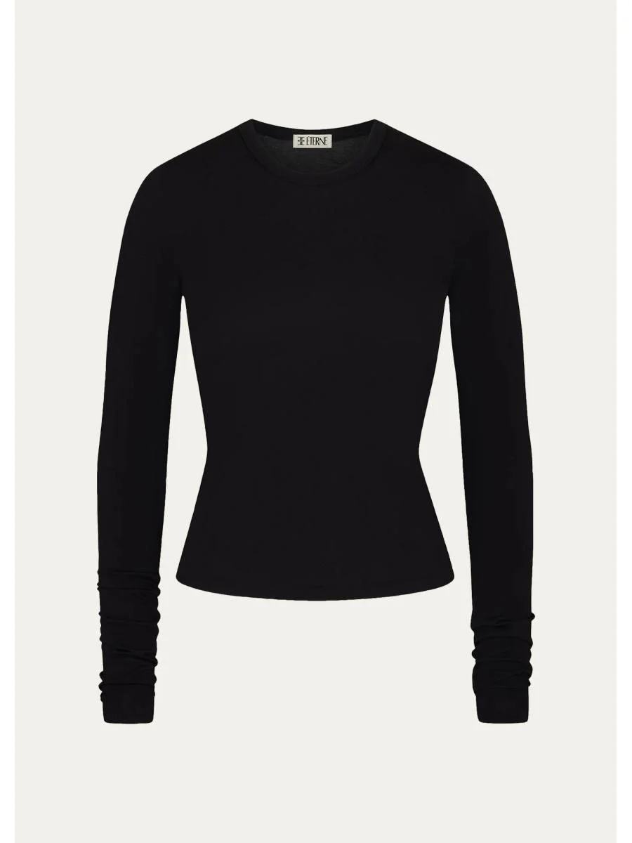 Fitted Crewneck Long-Sleeve T-Shirt - 1
