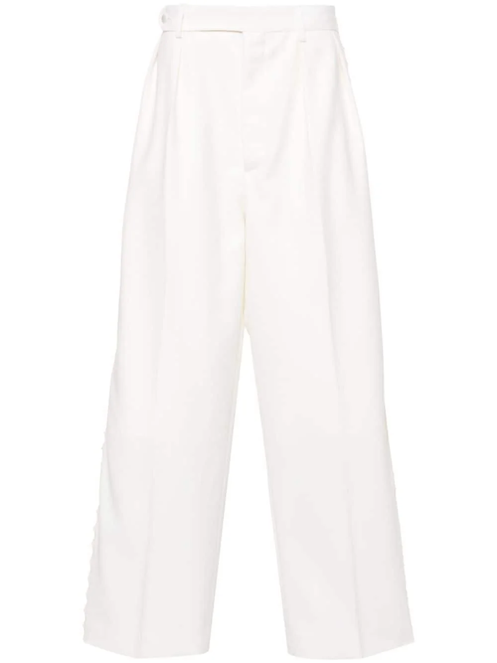 lace-trim tapered trousers - 1