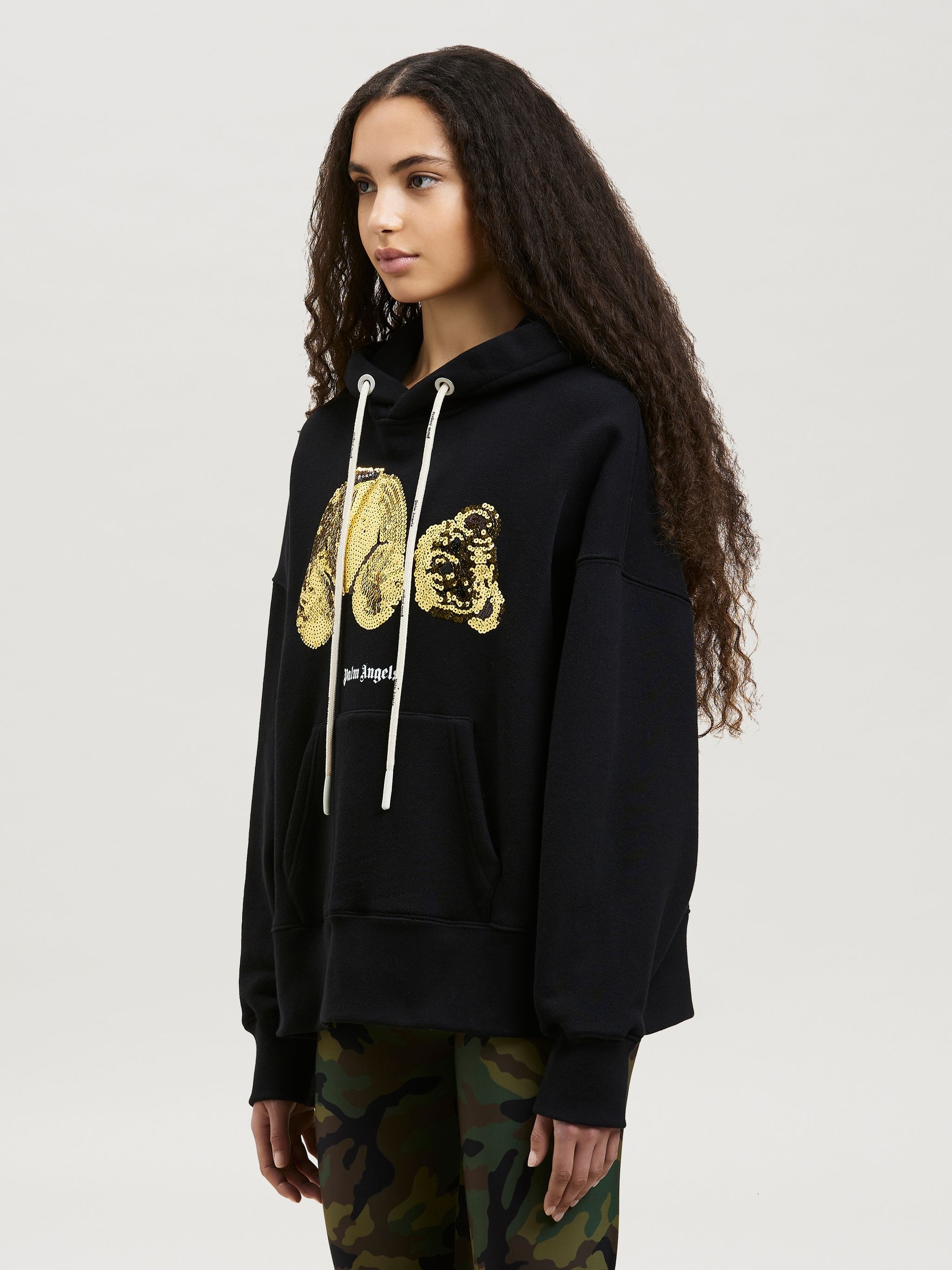 GOLD SEQUINS BEAR HOODIE - 4