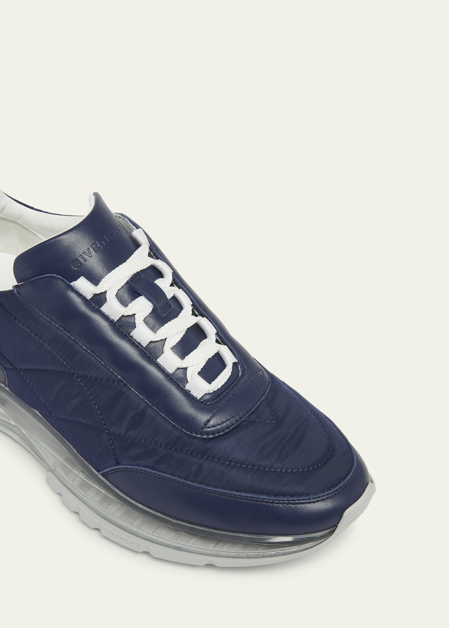 Men's Clear-Sole Nylon and Leather Sneakers - 6