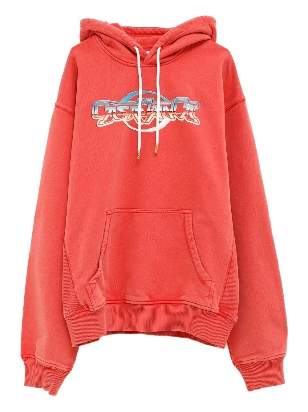 Introducing the "CHROME TEXT" PRINTED HOODIE from CASABLANCA, a striking sweatshirt that embodies co - 1