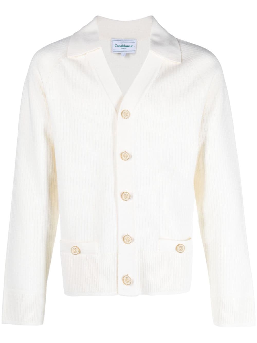 wool-blend ribbed cardigan - 1