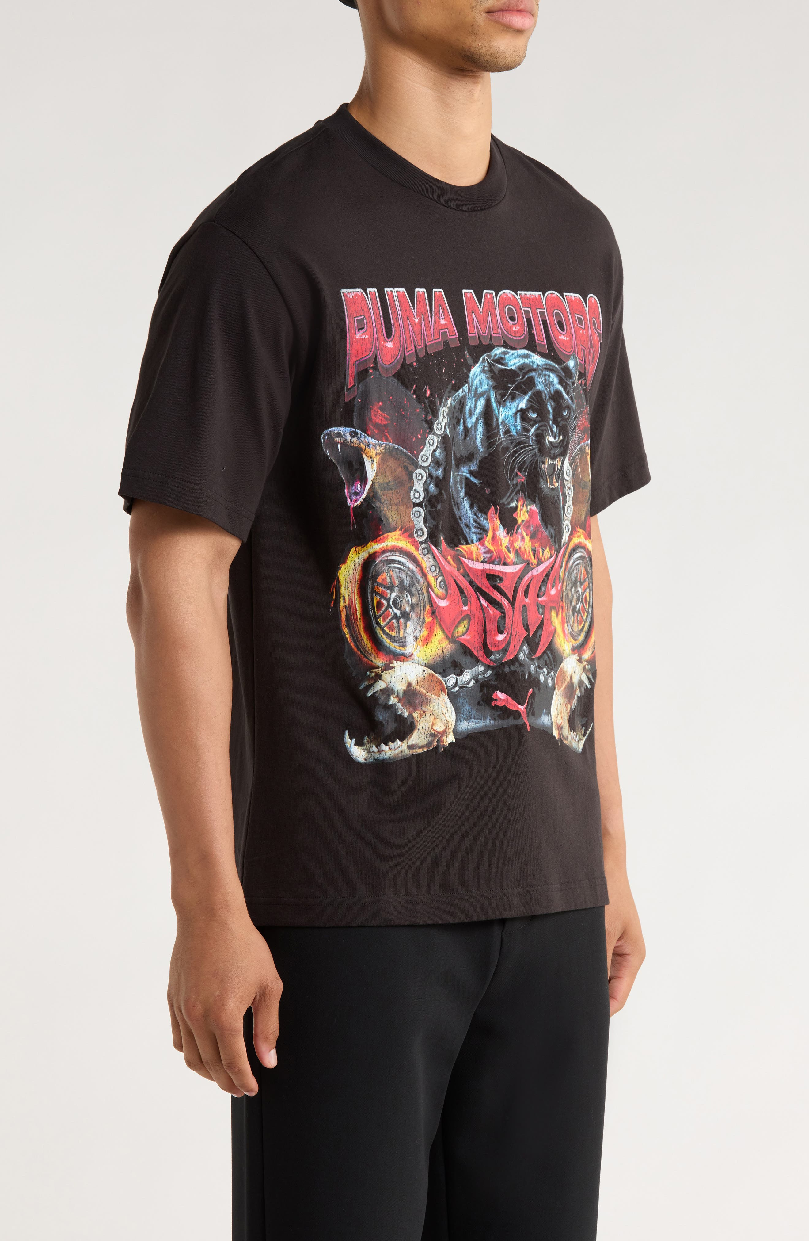 PUMA x A$AP Rocky Motors Cotton Graphic T-Shirt in Puma Black at Nordstrom - 3
