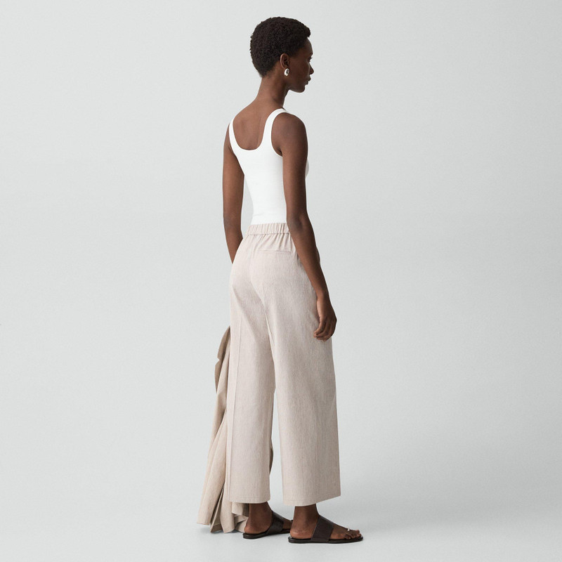 Theory Classic Straight Pull-On Pant in Textured Linen outlook