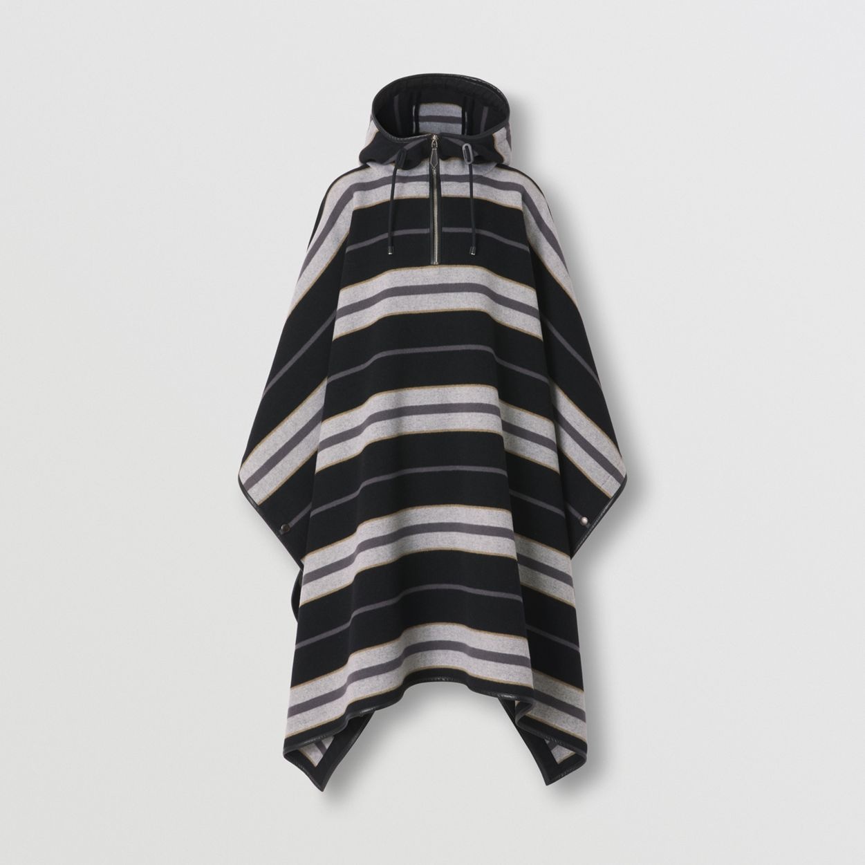 Stripe Wool Oversized Hooded Poncho - 4