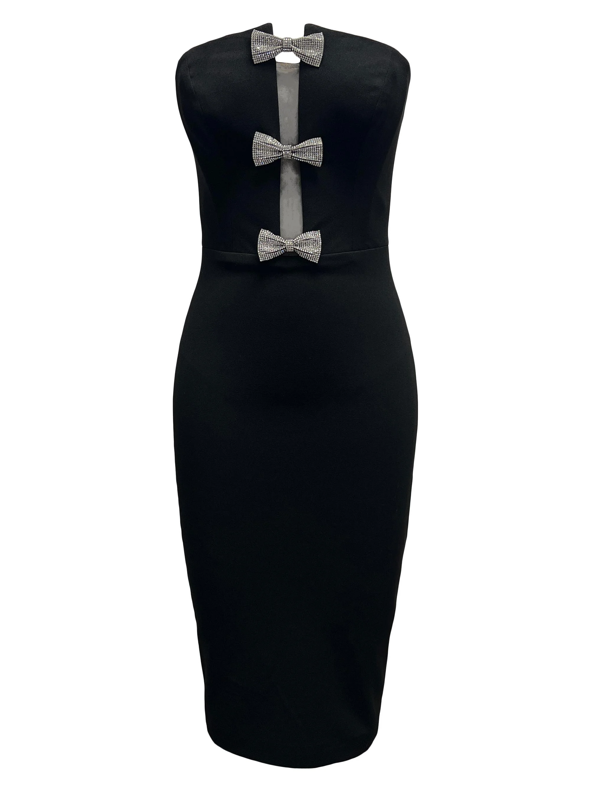 Women's Erica Crystal-Embellished Strapless Body-Con Midi-Dress - Black Silver - 1
