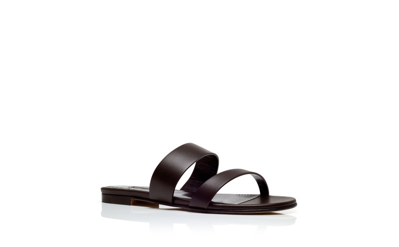 Dark Brown Calf Leather Flat Sandals 3