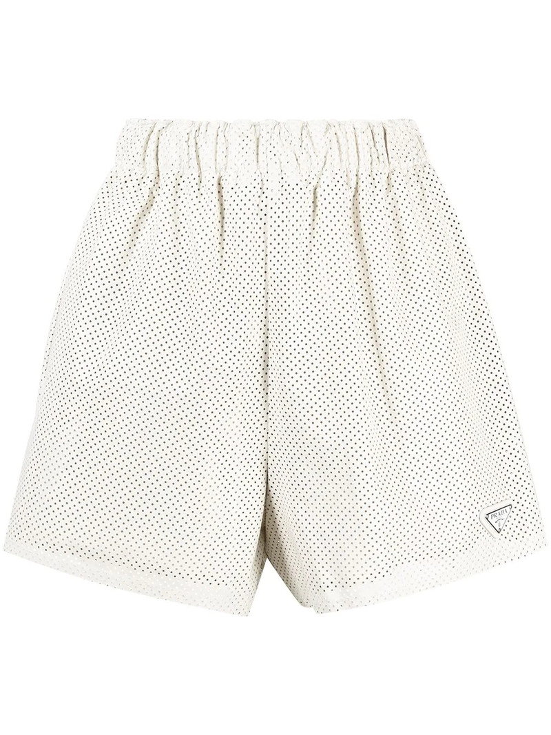 high-waisted logo-plaque shorts 1