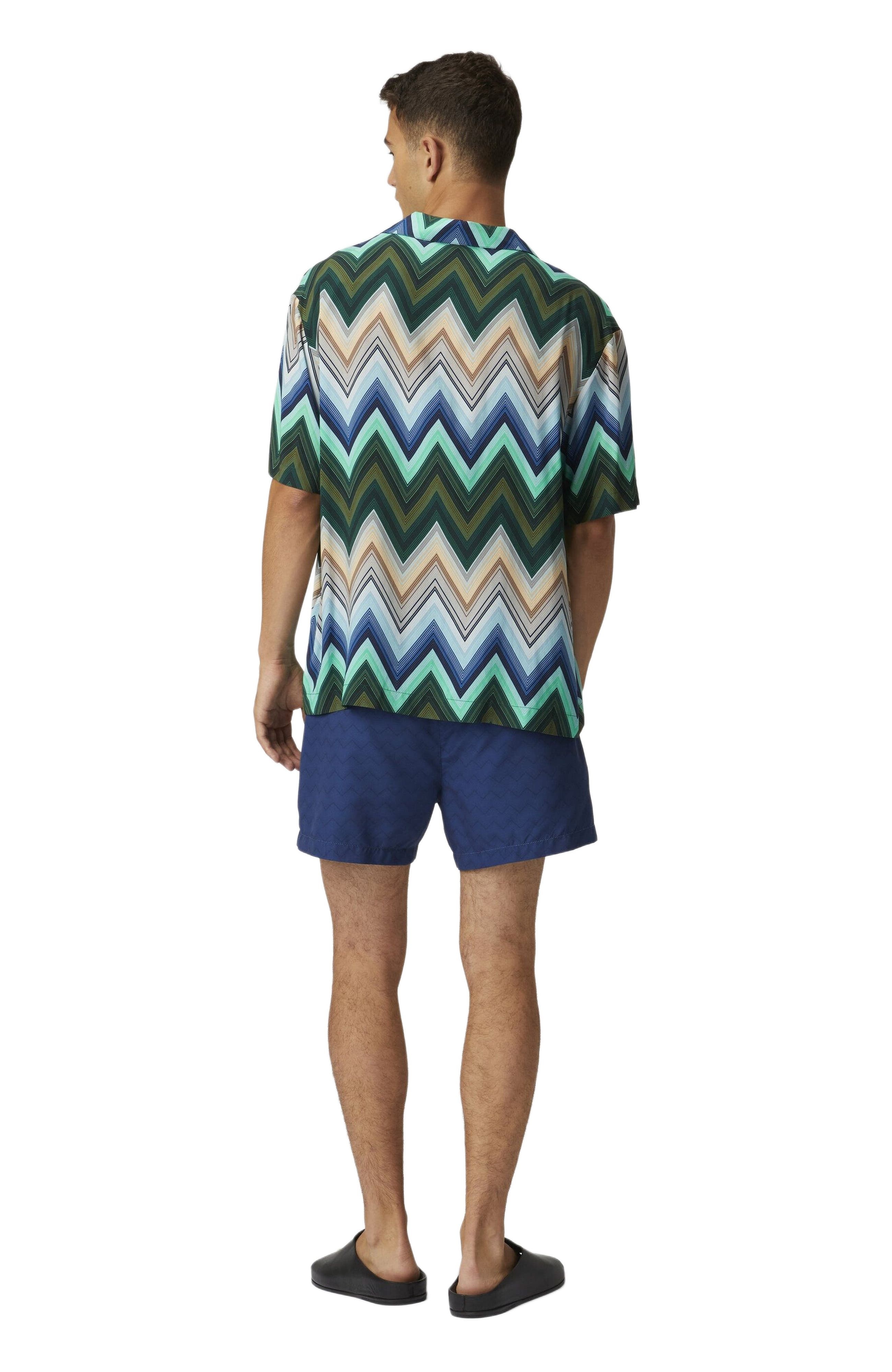 Missoni Viscose Bowling Shirt With Macro Zigzag And Breast Pocket in Green at Nordstrom - 3