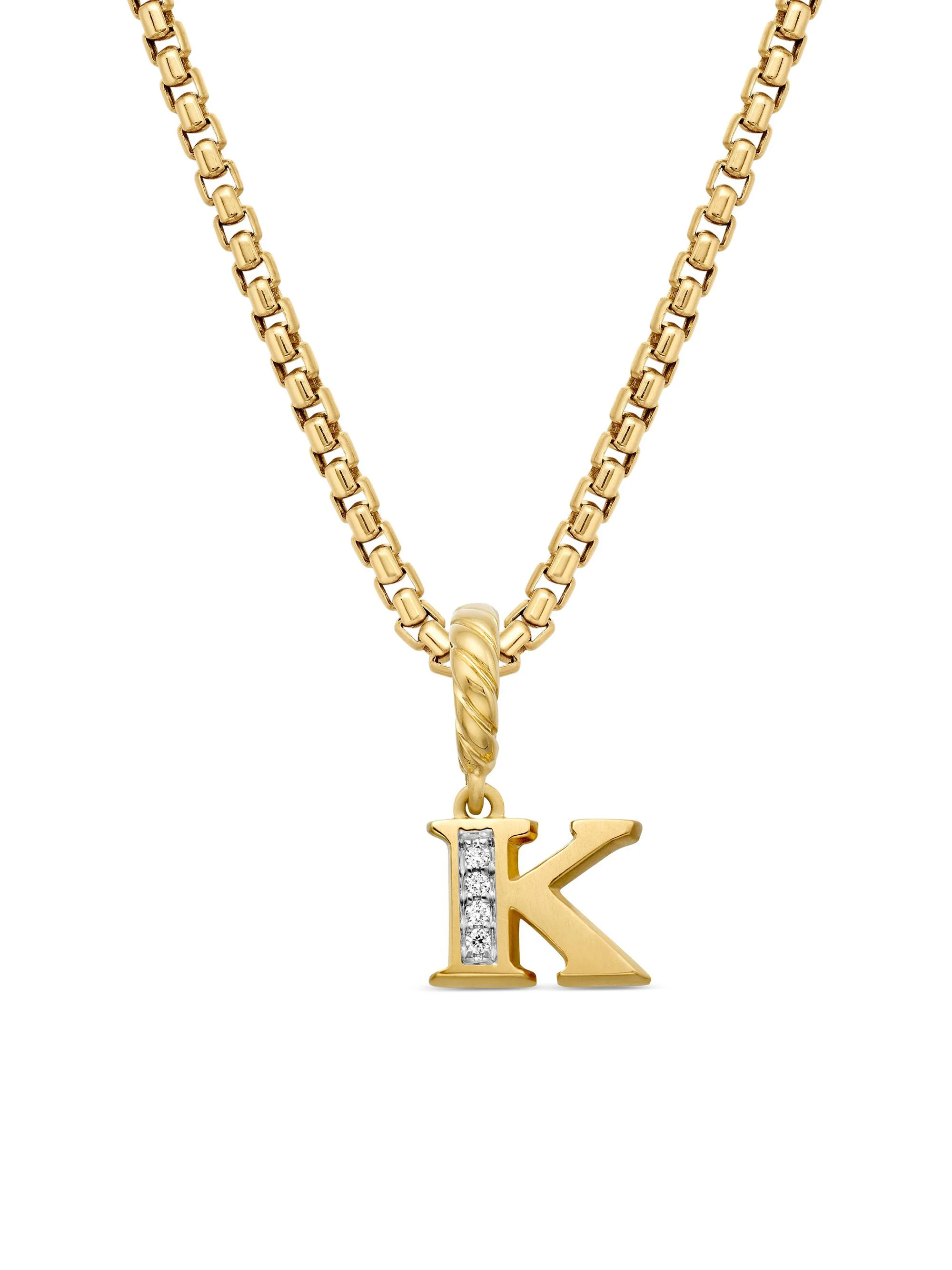 Women's Pavé Initial Pendant in 18K Yellow Gold - Initial K - 1