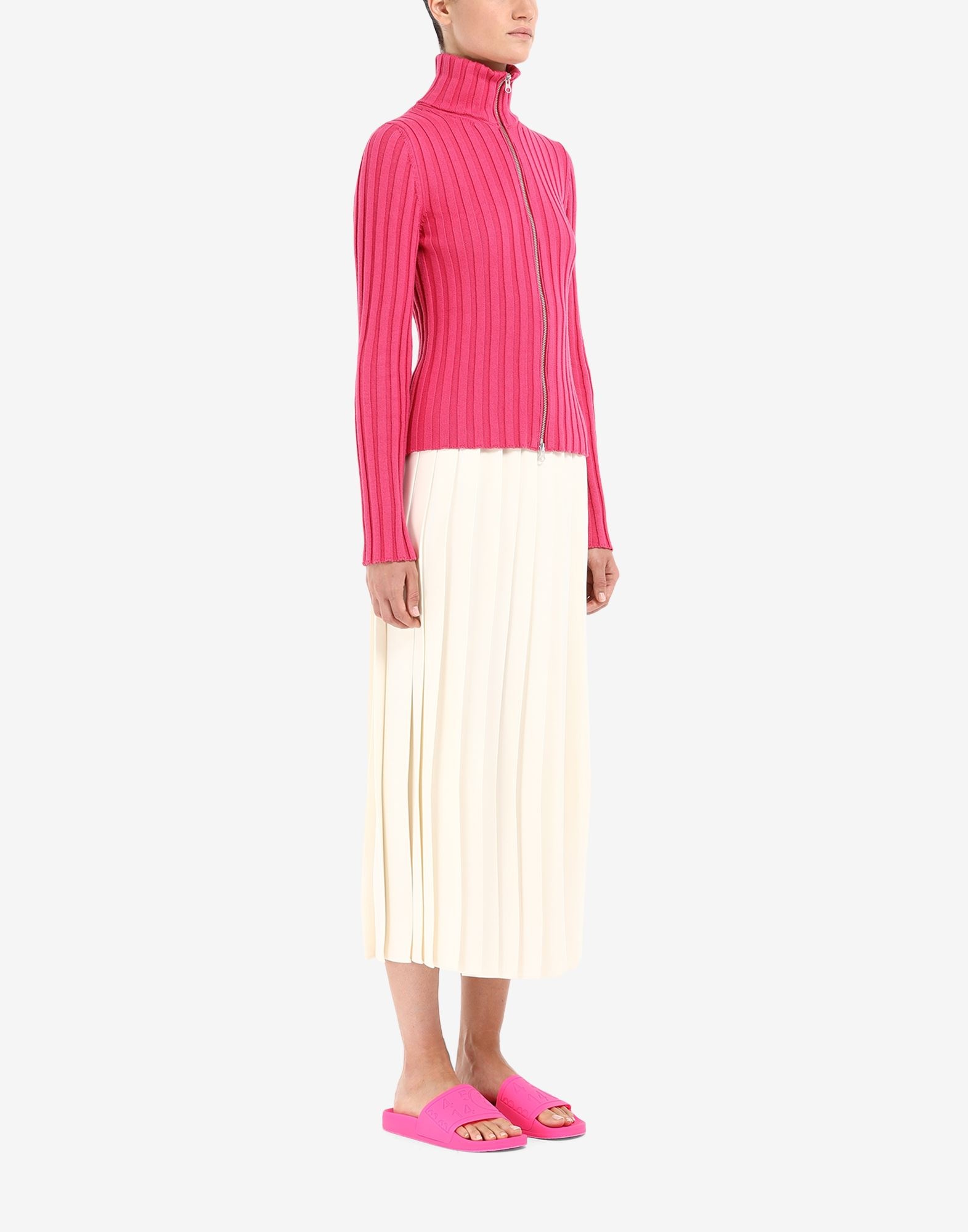 Logo ribbed zip sweater - 3