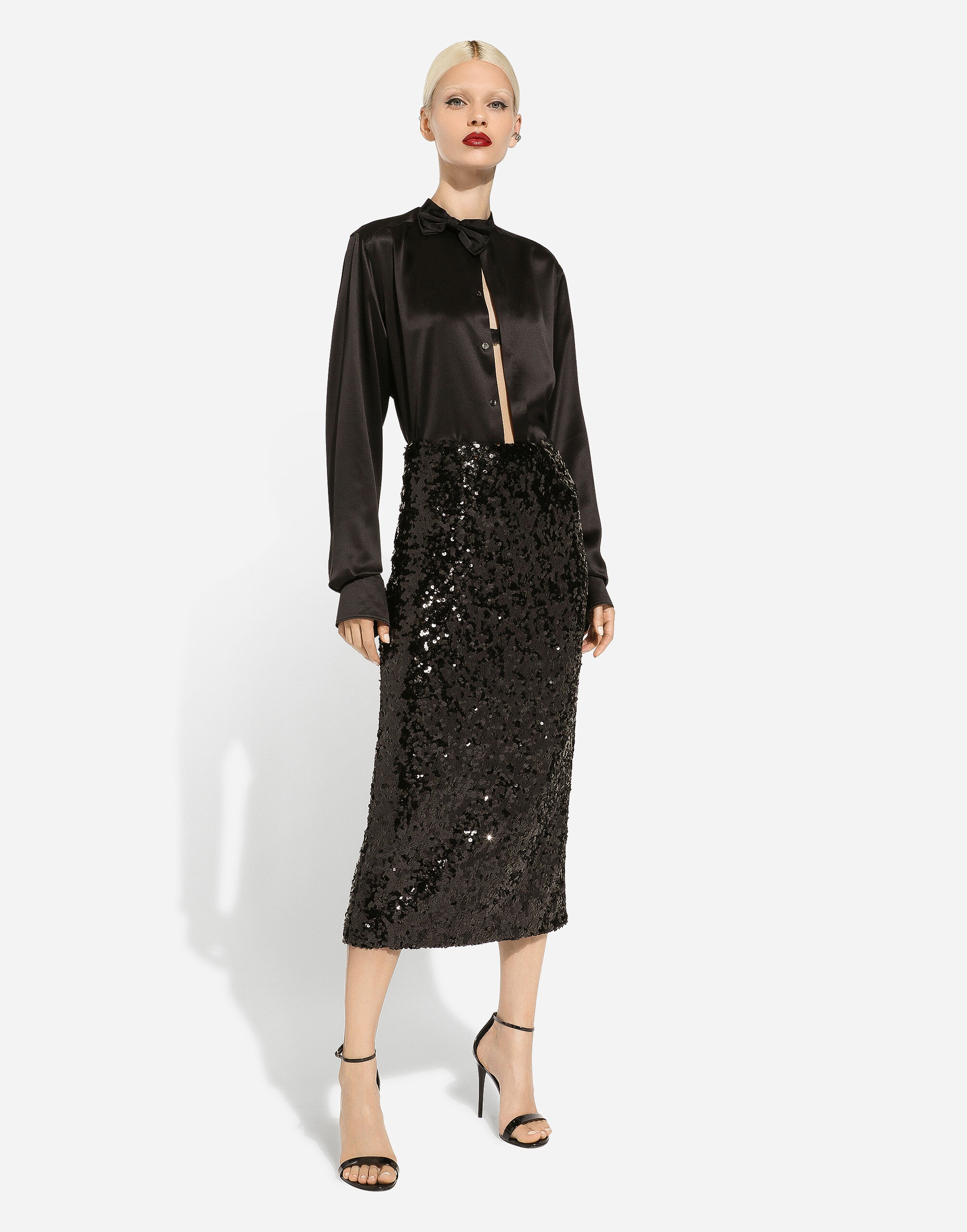 Sequined calf-length skirt - 5