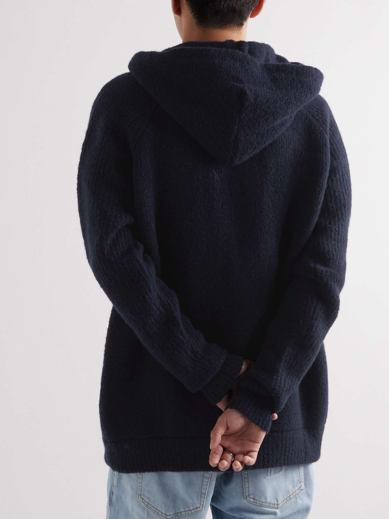 Logo-Detailed Ribbed Wool-Blend Zip-Up Hoodie 4