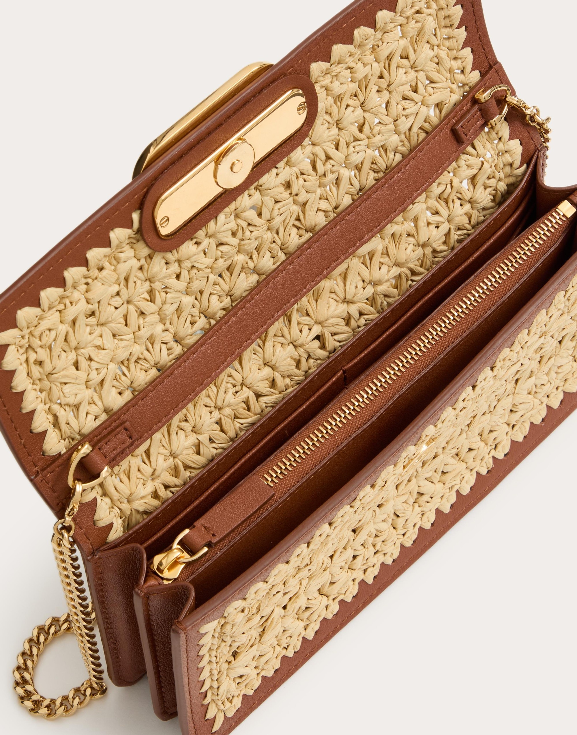 VLOGO SIGNATURE RAFFIA WALLET WITH CHAIN - 6