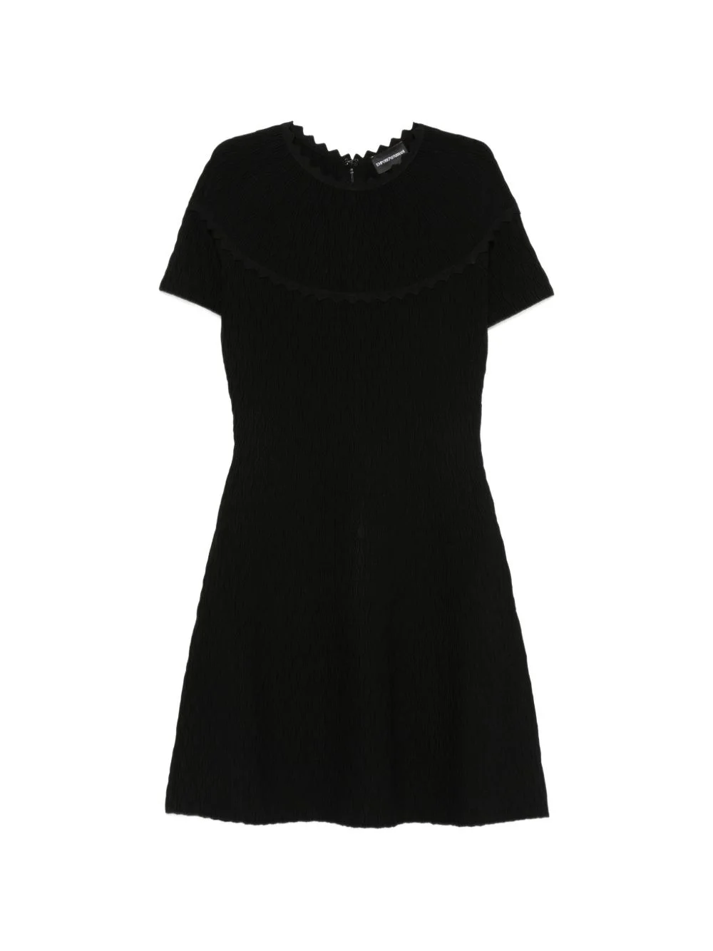 scallop-edge textured-finish mini dress - 1