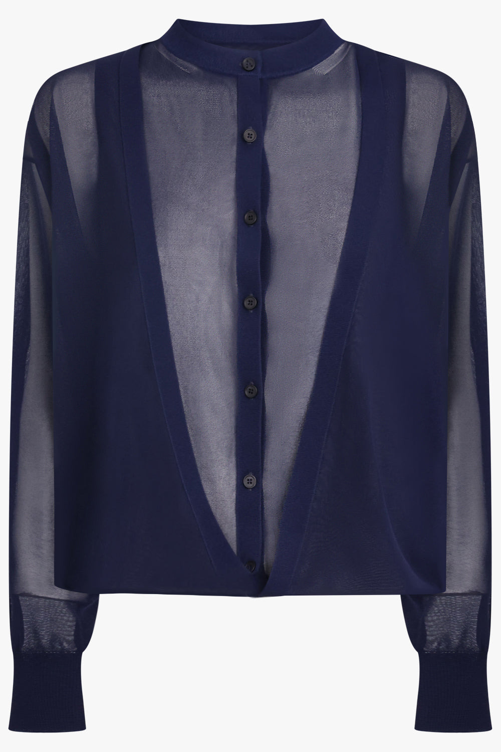 FOLDED L/S SHEER CARDIGAN | MIDNIGHT BLUE - 1