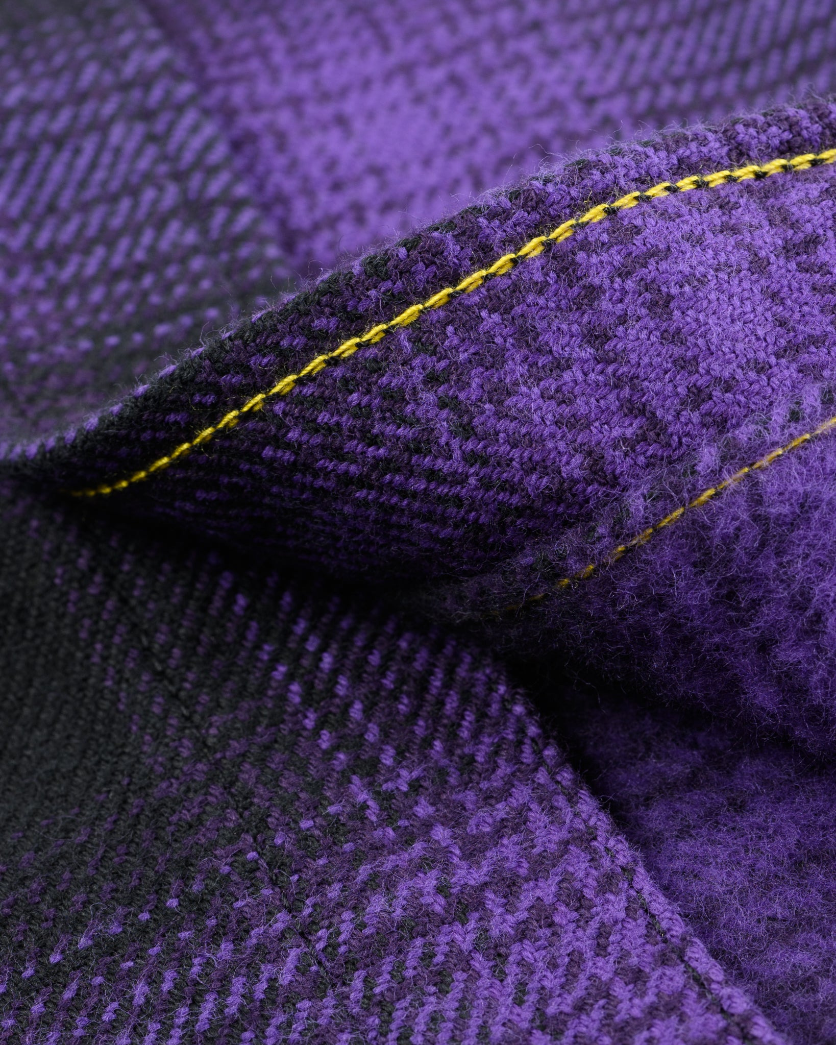 IHSH-264-PUR Ultra Heavy Flannel Ombré Check Western Shirt - Purple/Black - 17