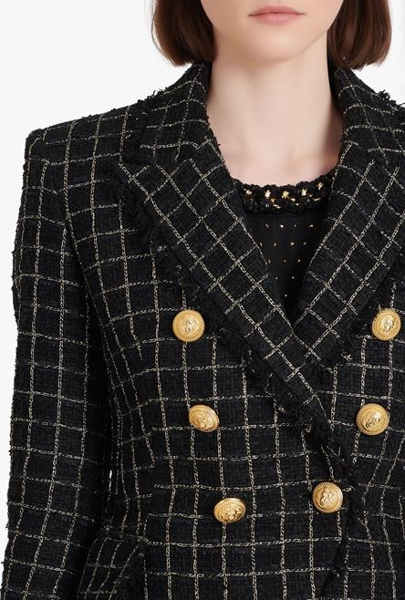 Black and gold tweed jacket with double-breasted buttoned fastening - 6