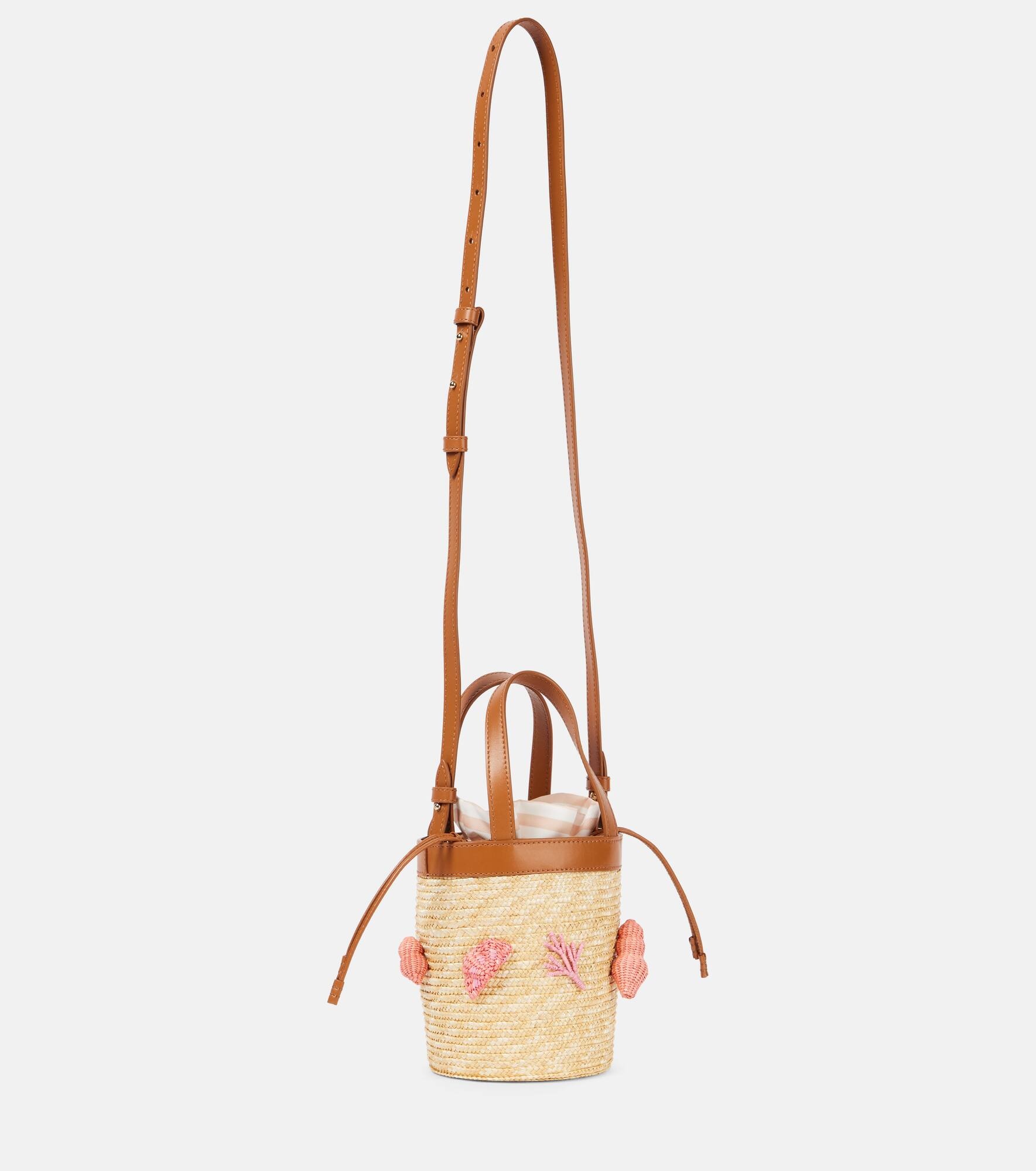 Marea Small appliqué raffia bucket bag - 4