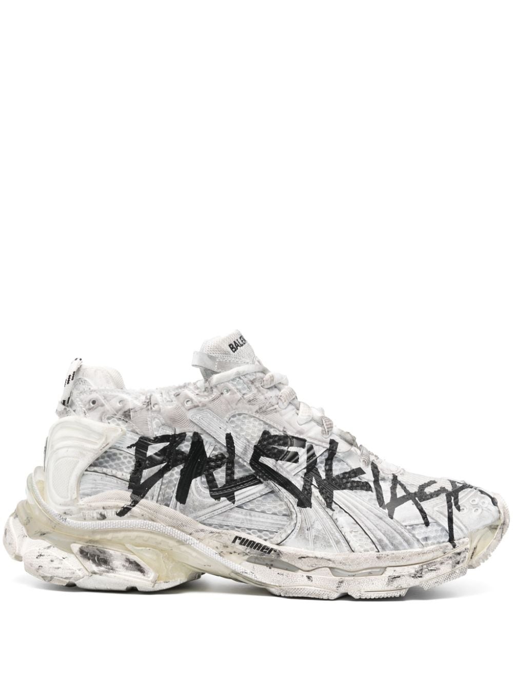 Runner graffiti-print lace-up sneakers - 1