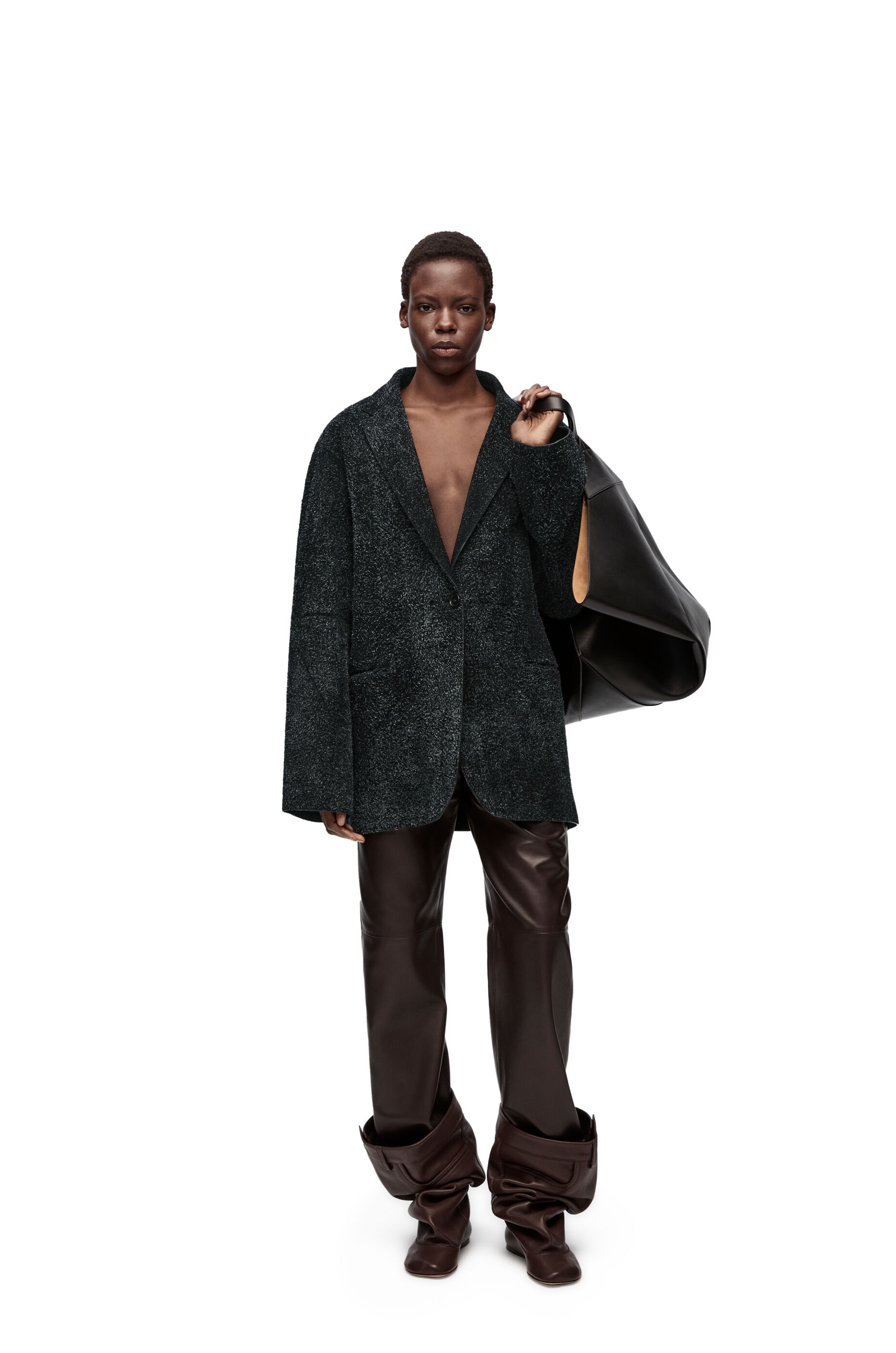 Tailored jacket in suede calfskin - 2