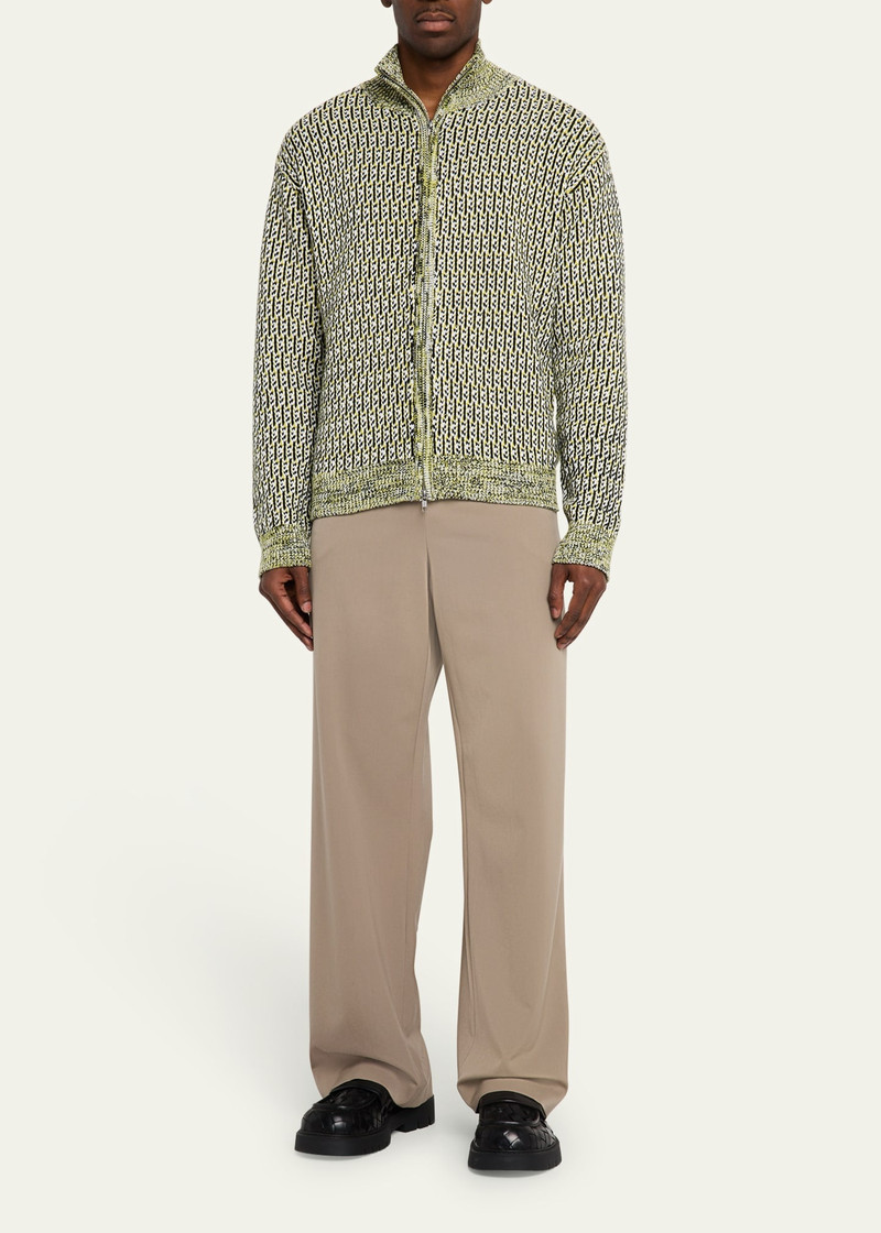 ZANKOV Men's Jacquard Knit Zip Blouson Jacket outlook