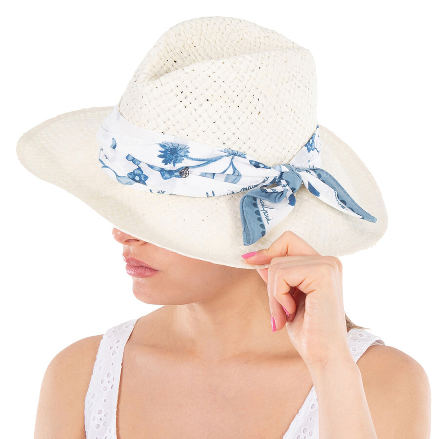 Maison Michel Ladies Beige Kate Scarf-Detail Fedora Hat - 2