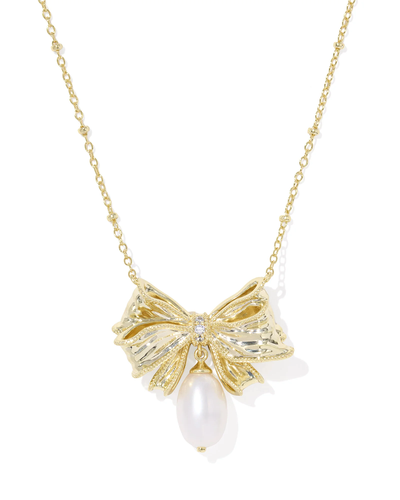 Kendra Scott x LoveShackFancy Pearl Bow Gold Necklace - 1