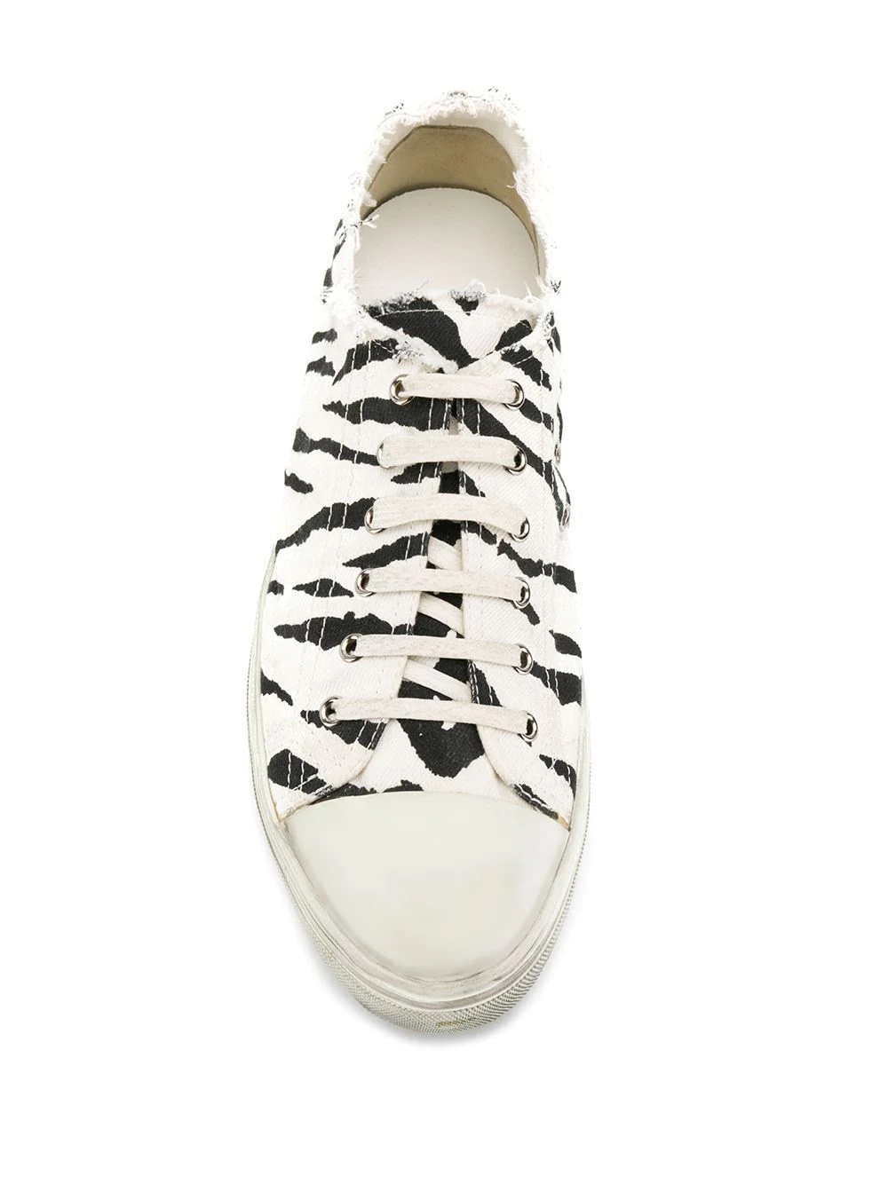 zebra print distressed detail sneakers - 4