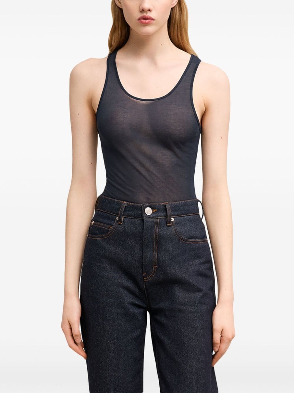 logo-embroidered cotton-blend top - 5