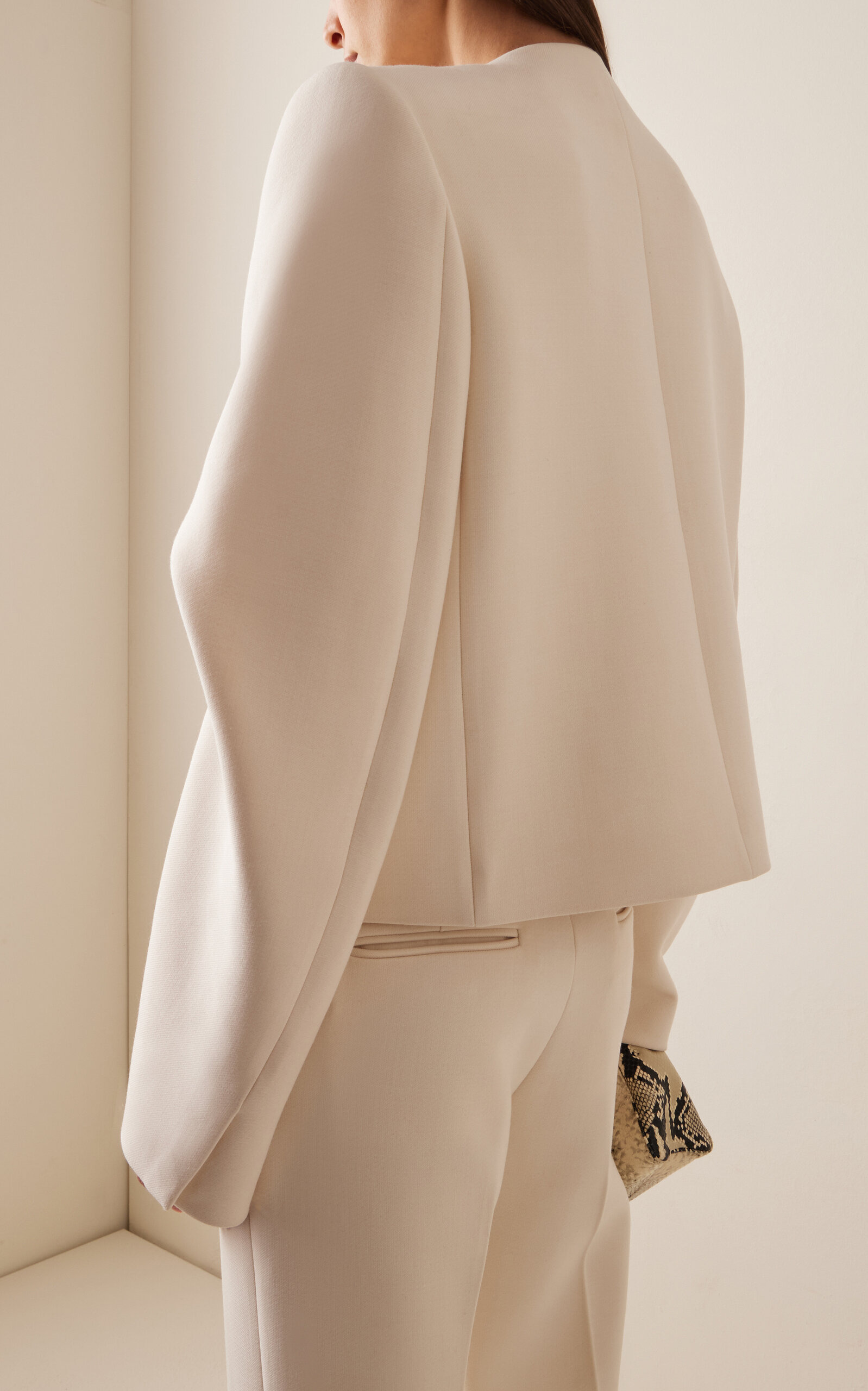 Darlman Buttoned Draped Woven Jacket ivory - 4