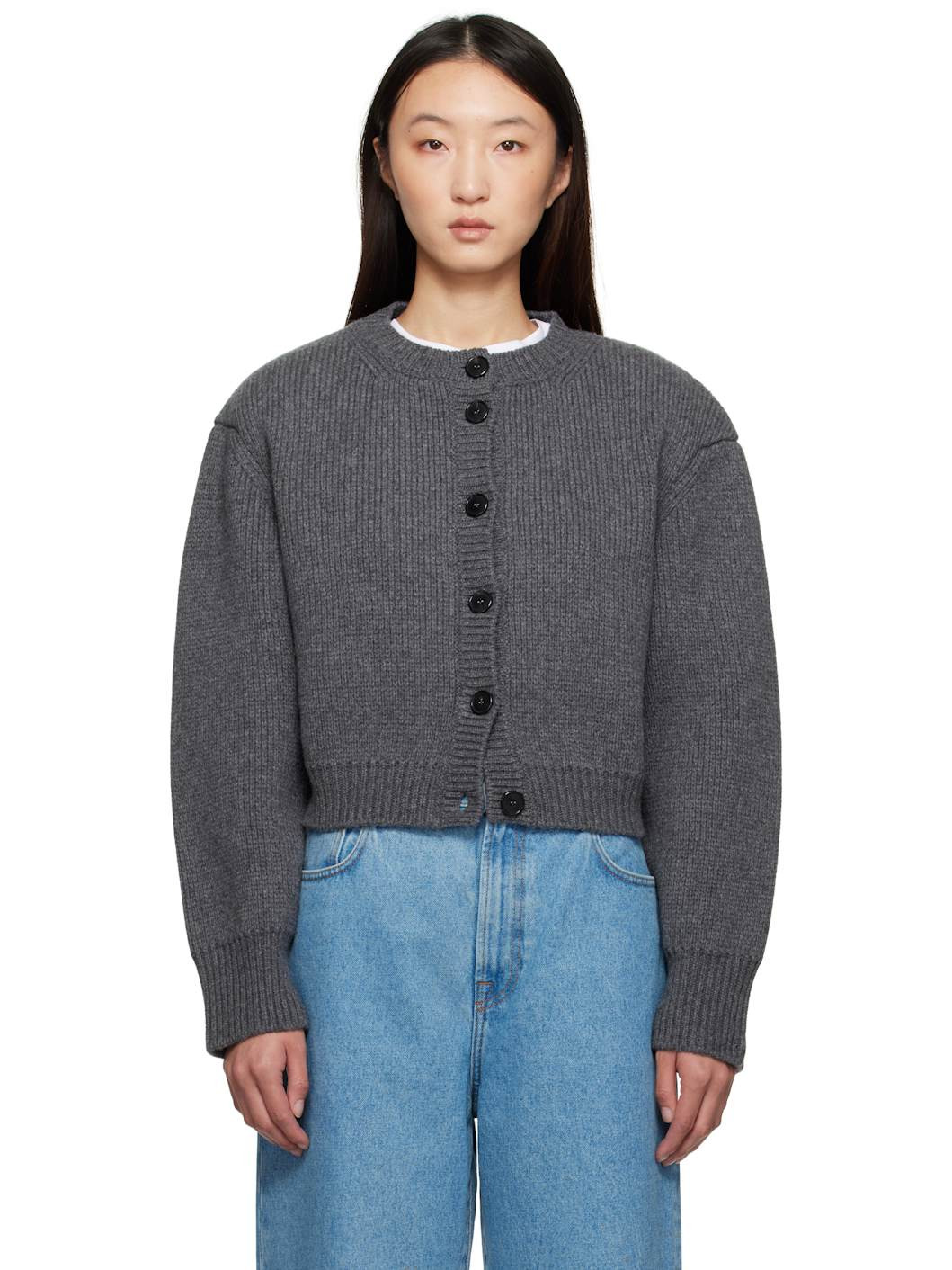 Gray Statement Shoulder Cardigan - 1