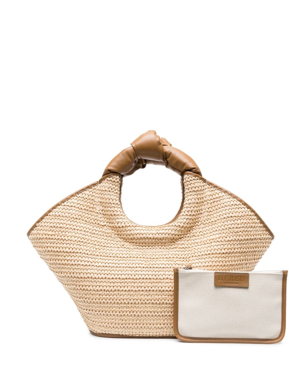 twisted-handle raffia tote bag - 1