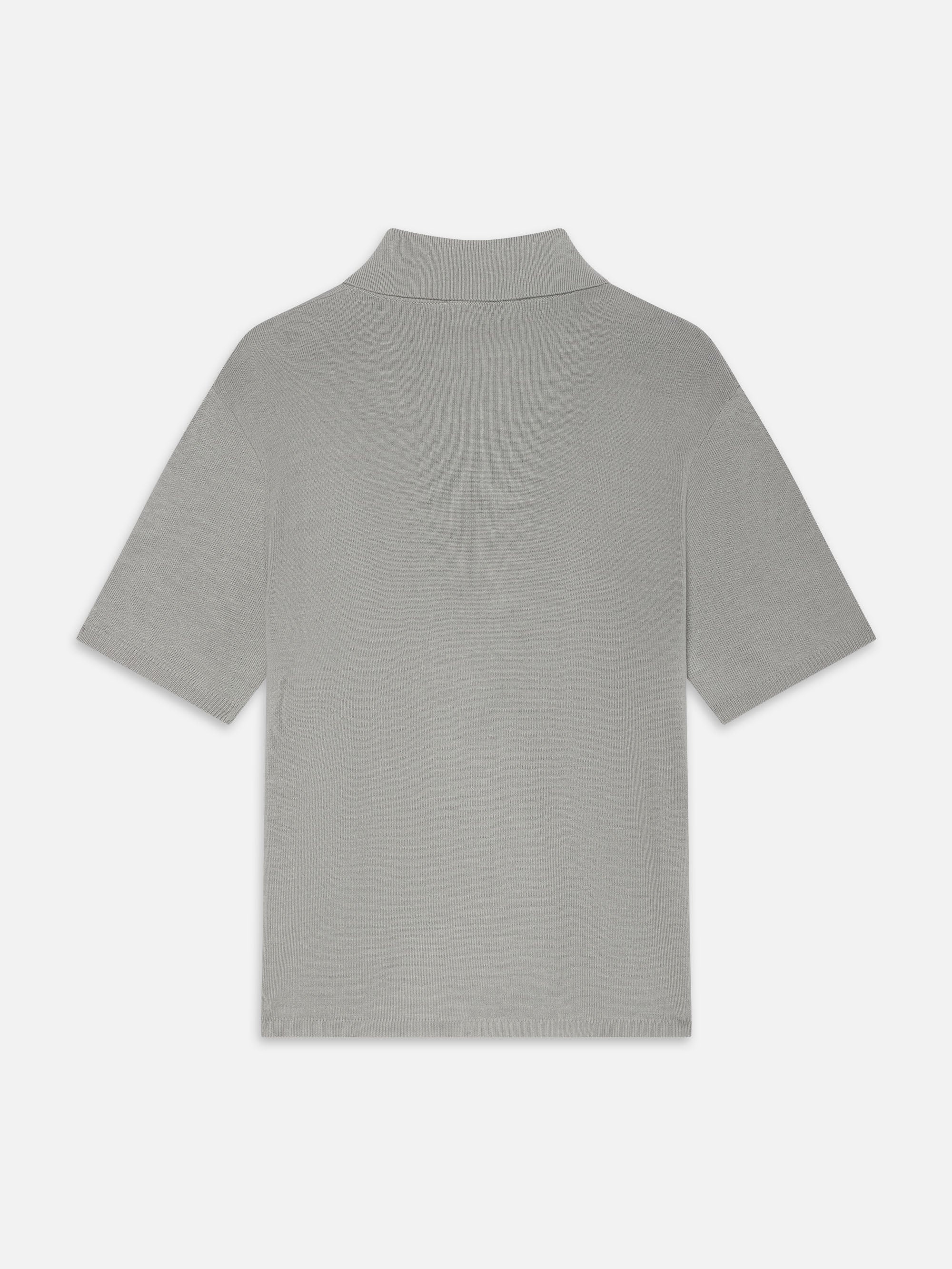 Cotton Silk Polo Sweater in Grey Blue - 4