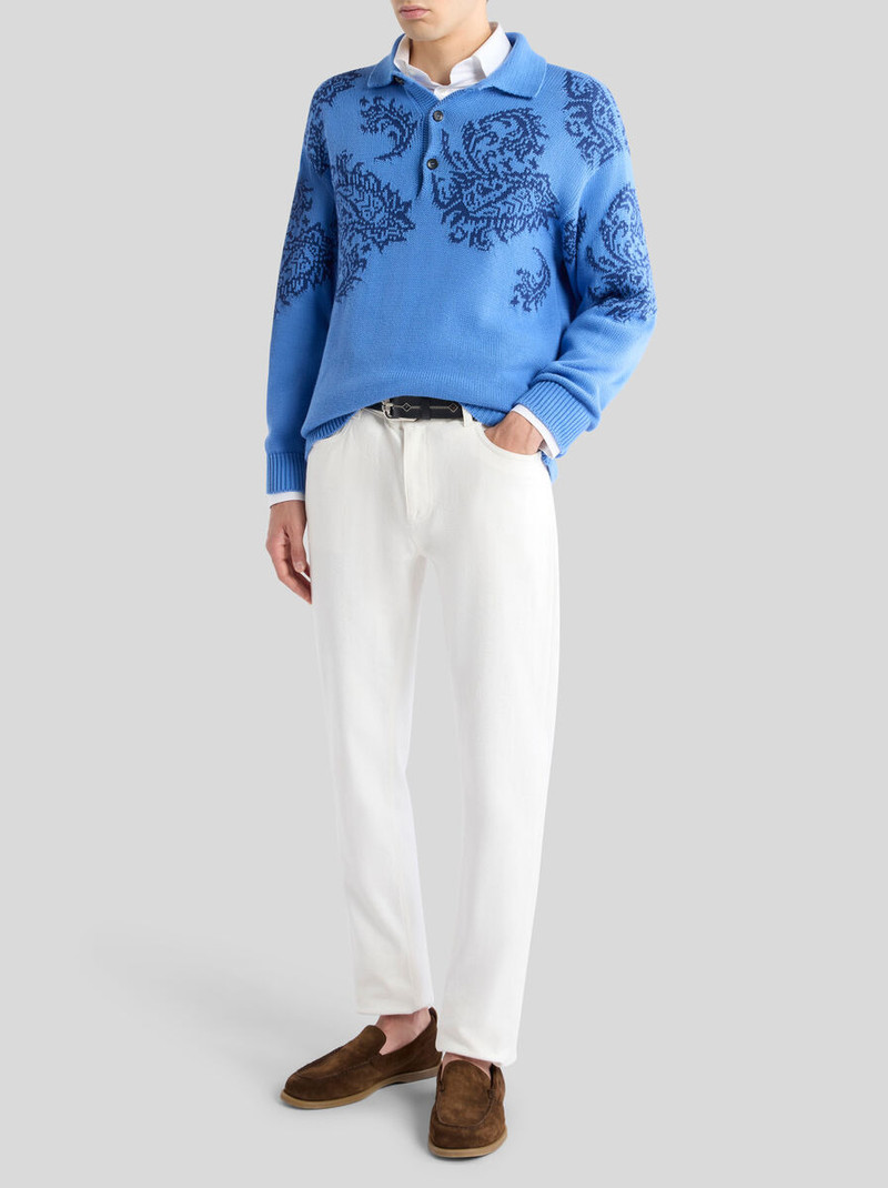 Etro COTTON JACQUARD POLO SWEATER WITH INLAYS outlook