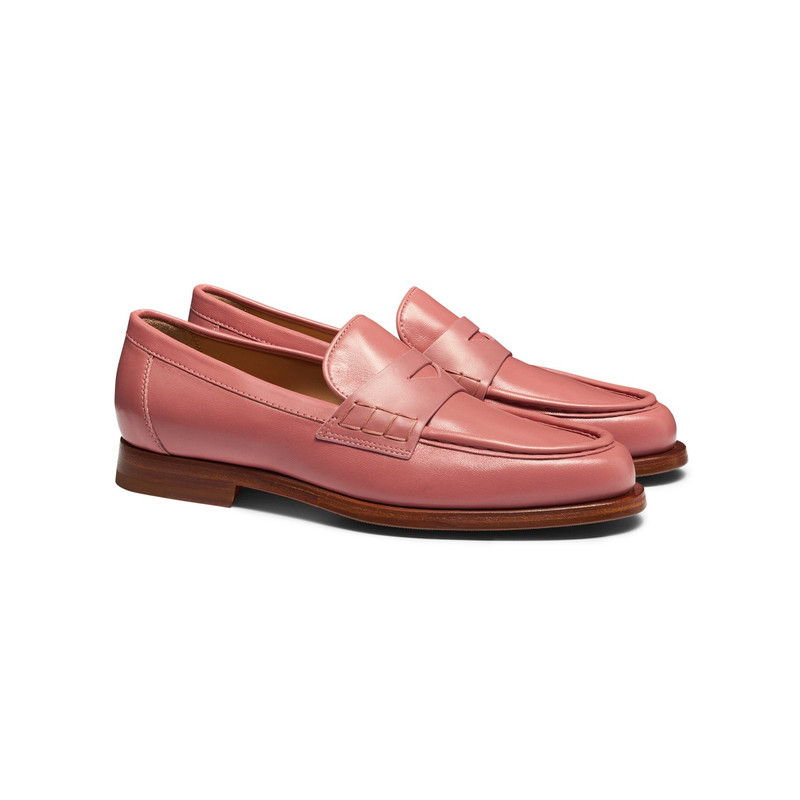 Santoni Women’s pink leather penny loafer outlook