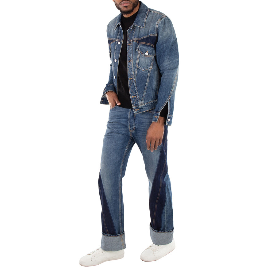 Alexander Mcqueen Men's Blue Washed Twisted Jeans - 4