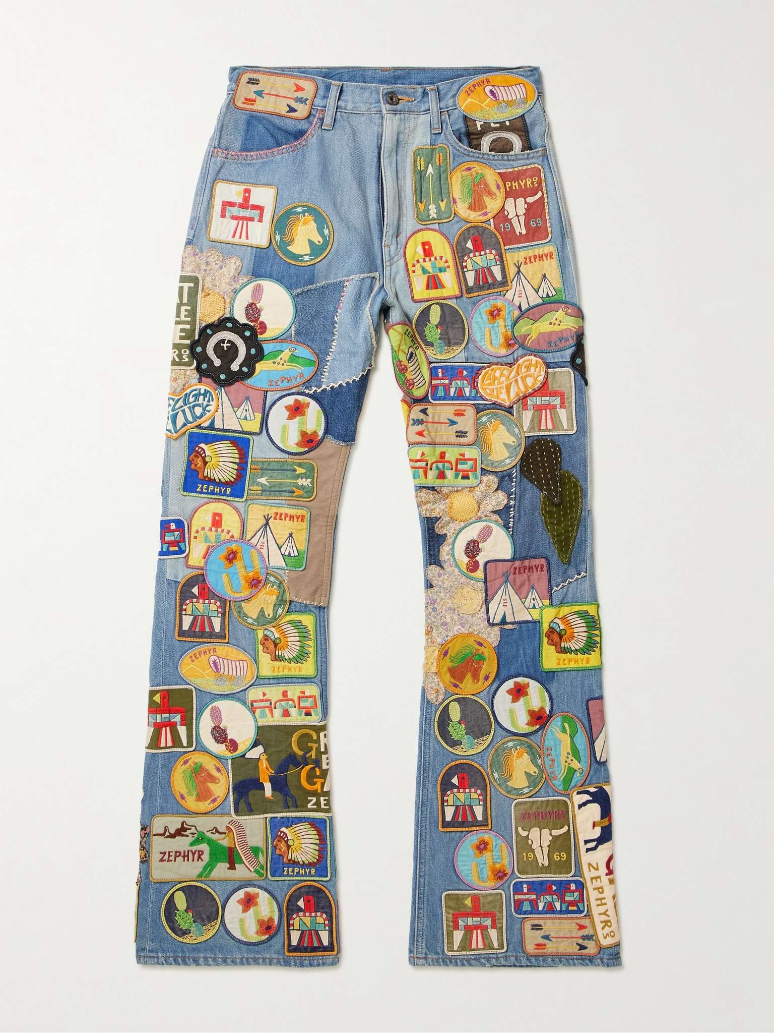 Kapital Monkey Cisco Straight-Leg Patchwork Jeans