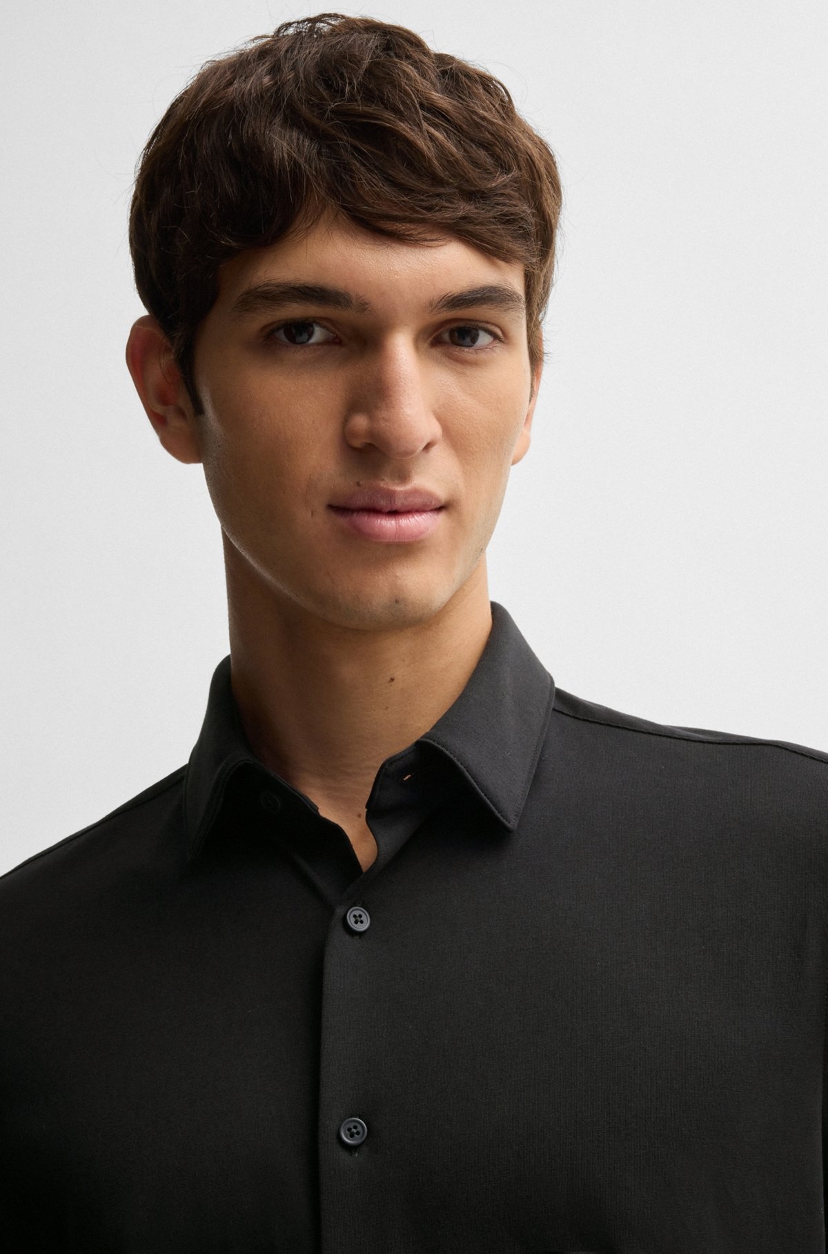 SLIM-FIT SHIRT IN PERFORMANCE-STRETCH COTTON-BLEND JERSEY - 3