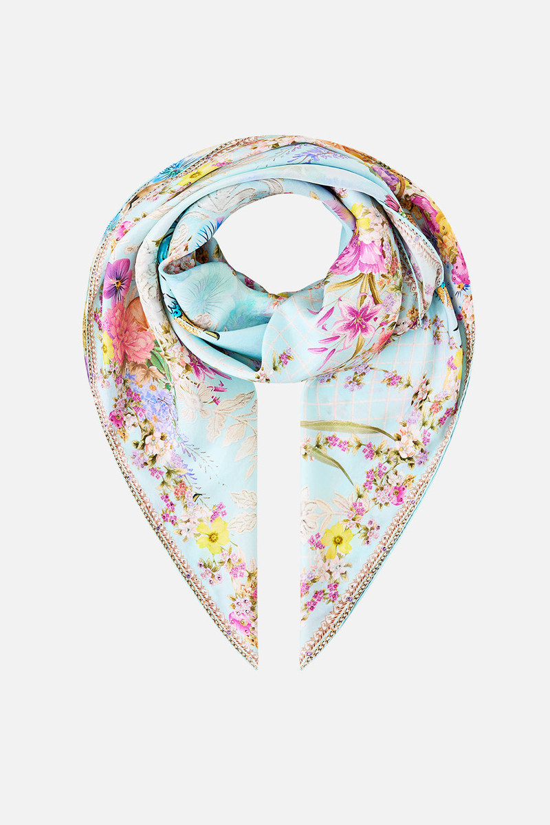 CAMILLA LARGE CRYSTALLED SILK SQUARE SCARF outlook
