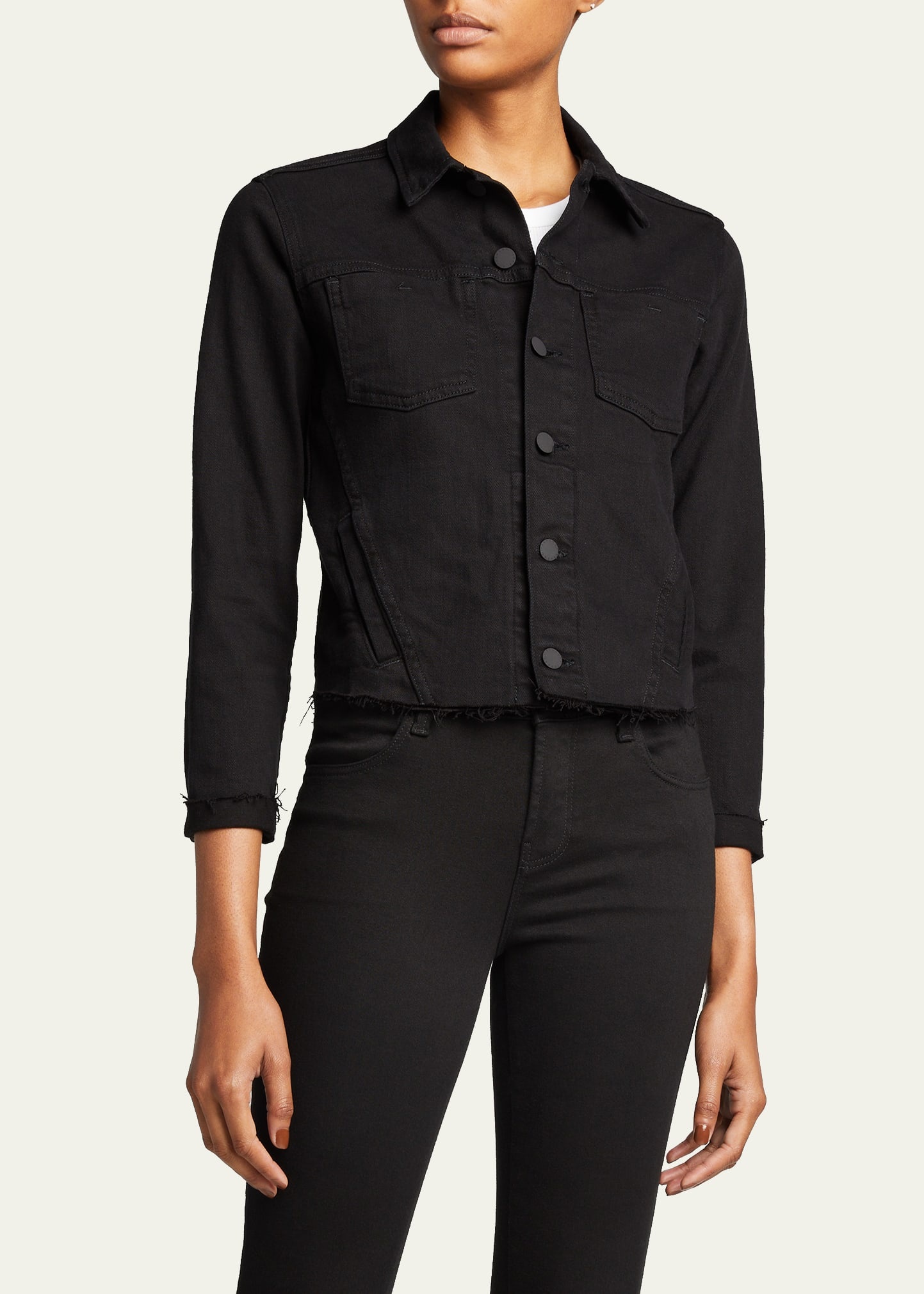 Janelle Slim Raw-Edge Denim Jacket - 4