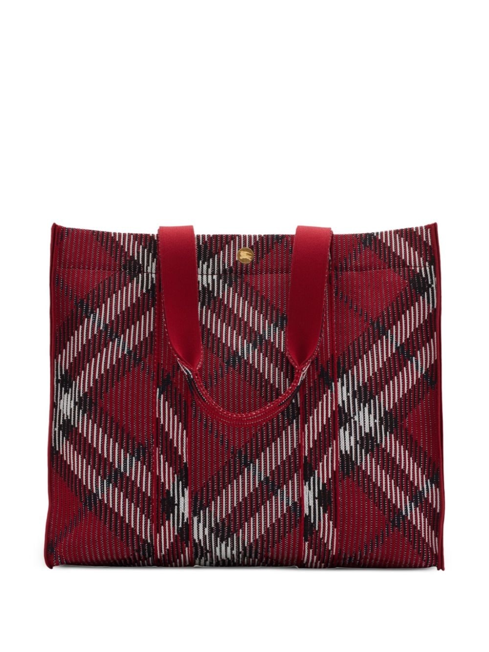 medium Check knitted tote bag - 1