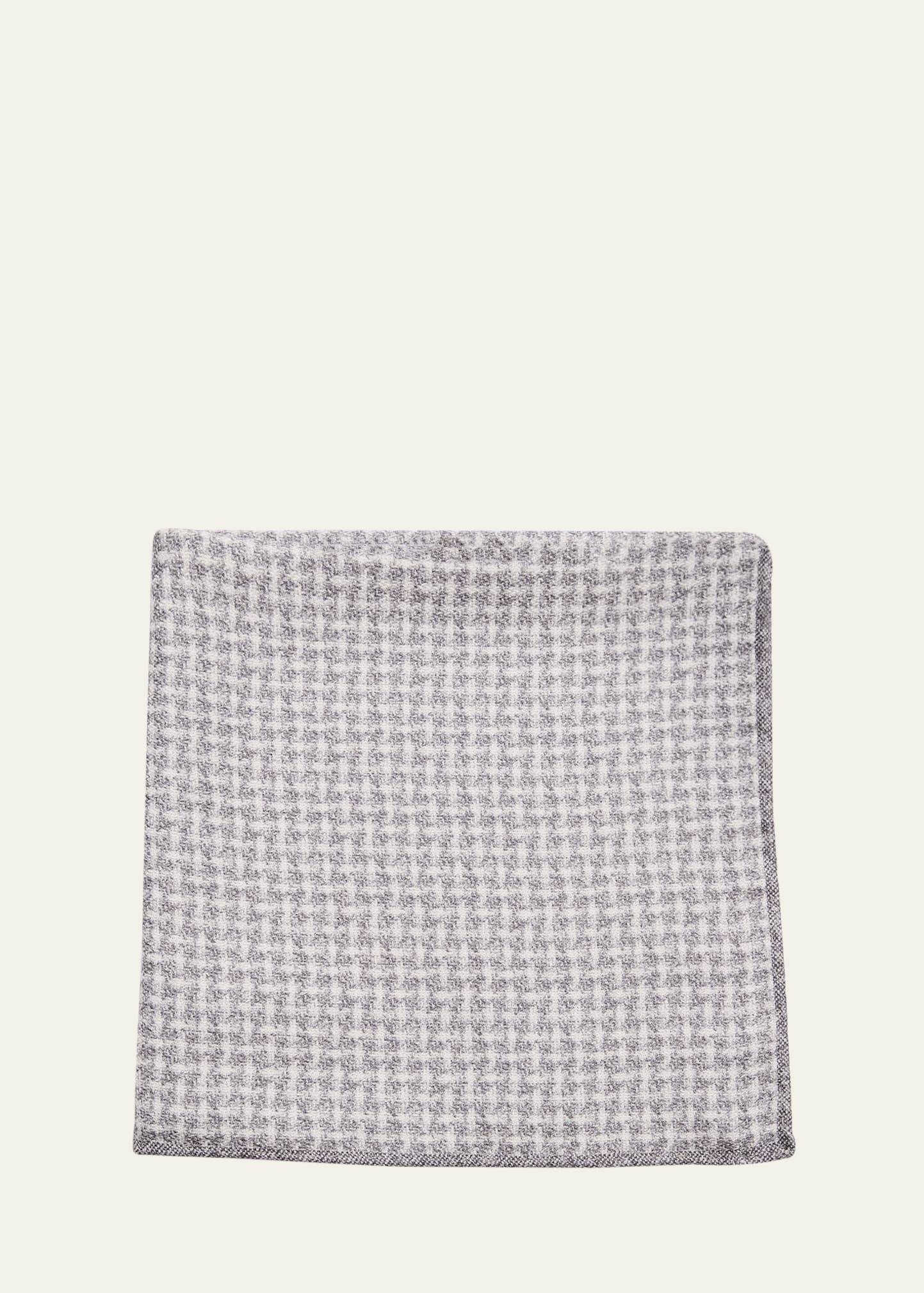 Men's Houndstooth Effect Silk Pocket Square - 1