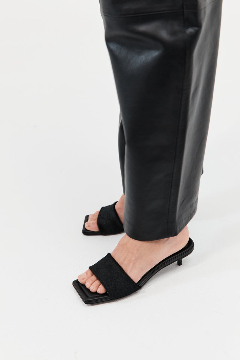 Pony Hair Minimal Heel - Black - 6