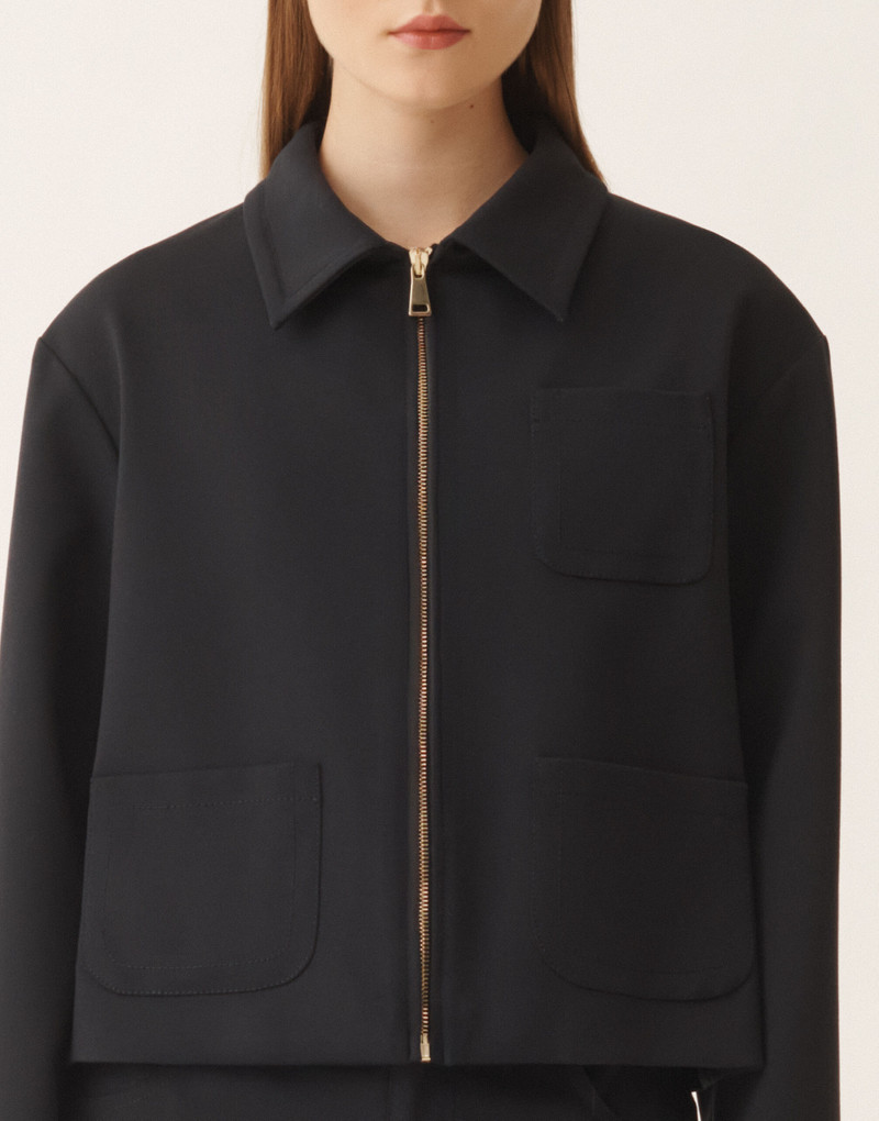 Boxy jacket in midnight blue Milano stitch jersey 5