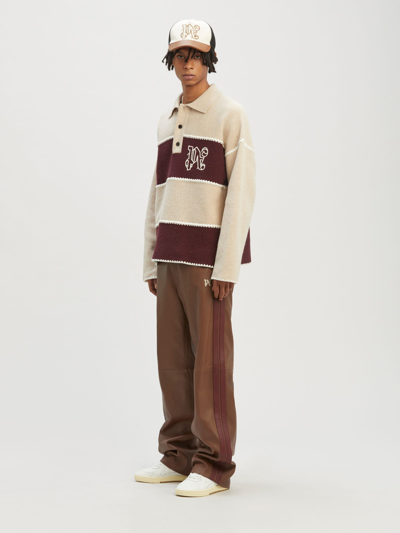 Palm Angels Monogram Leather Track Pants outlook