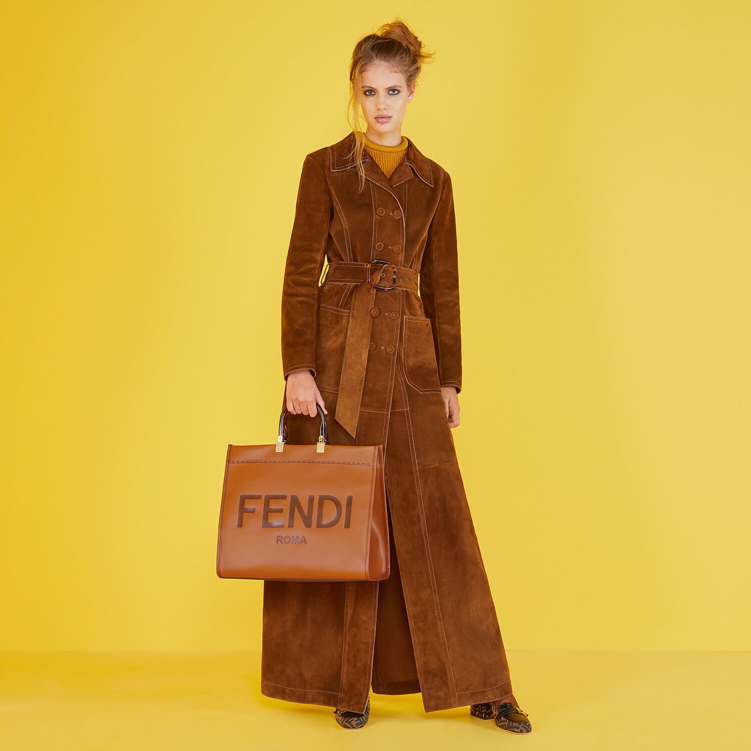 Brown suede trench coat - 4