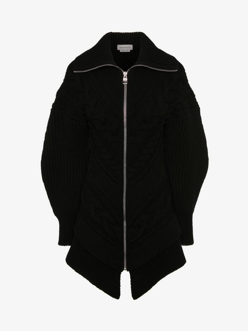 Women's Pieced And Patched Peplum Jacket in Black - 1