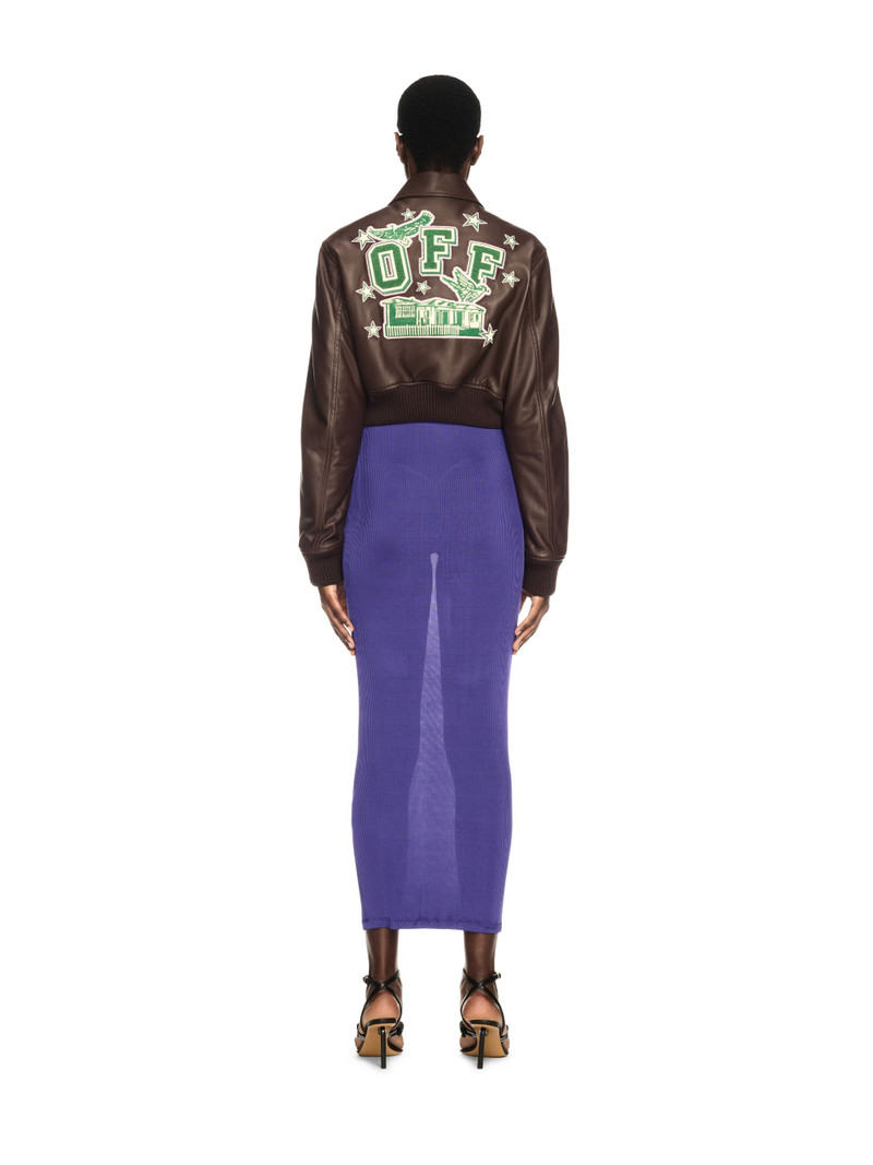 Chocolate Leather Cropped Varsity Jacket 4