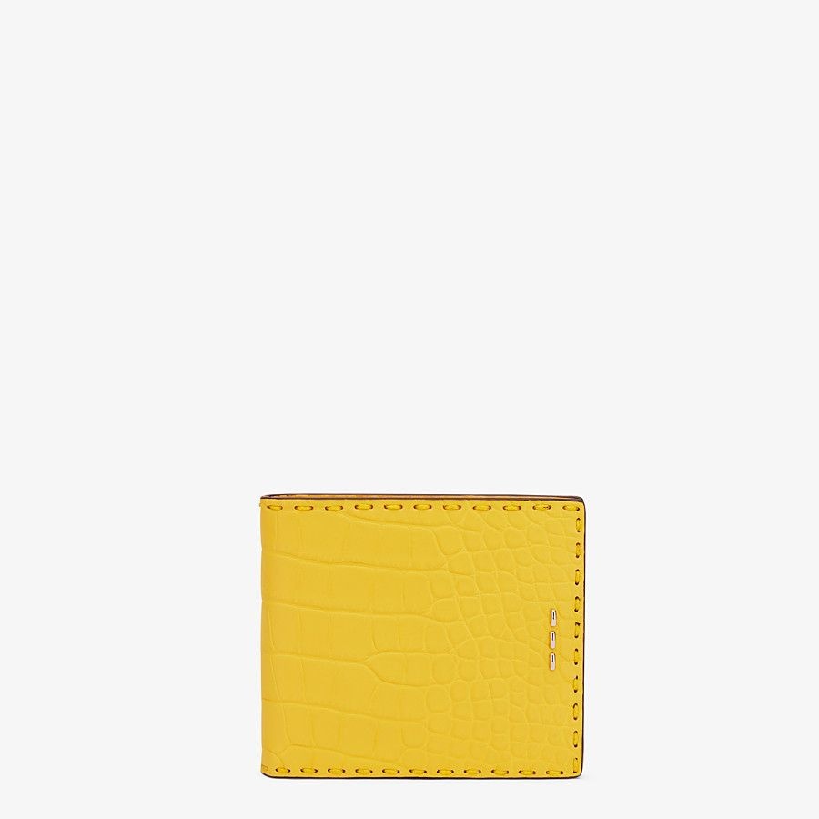 Yellow alligator bi-fold wallet - 1